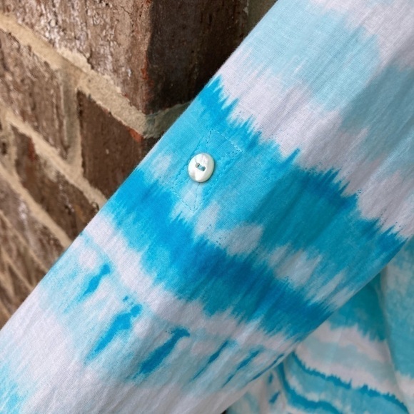 J Jill Tie Dye Pullover Top Pleated Front EUC Size Large - Picture 5 of 12